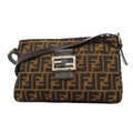 Fendi Shoulder Bag Zucca Nylon Canvas Brown Silver