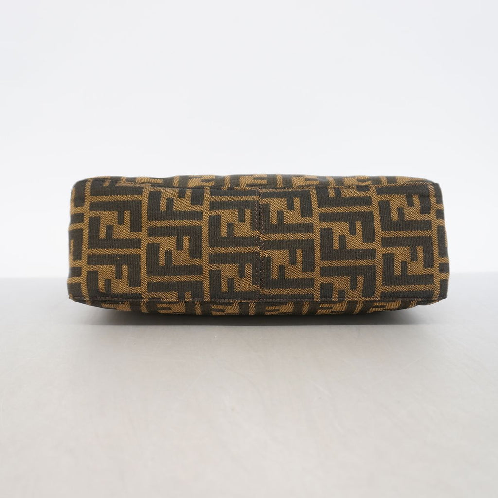 Fendi Shoulder Bag Zucca Nylon Canvas Brown Silver — view 3