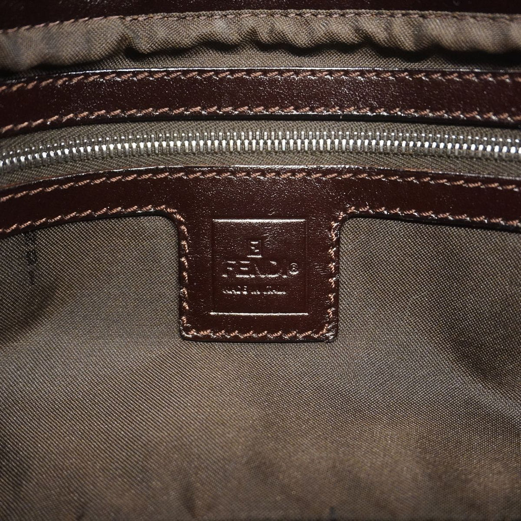 Fendi Shoulder Bag Zucca Nylon Canvas Brown Silver — view 5