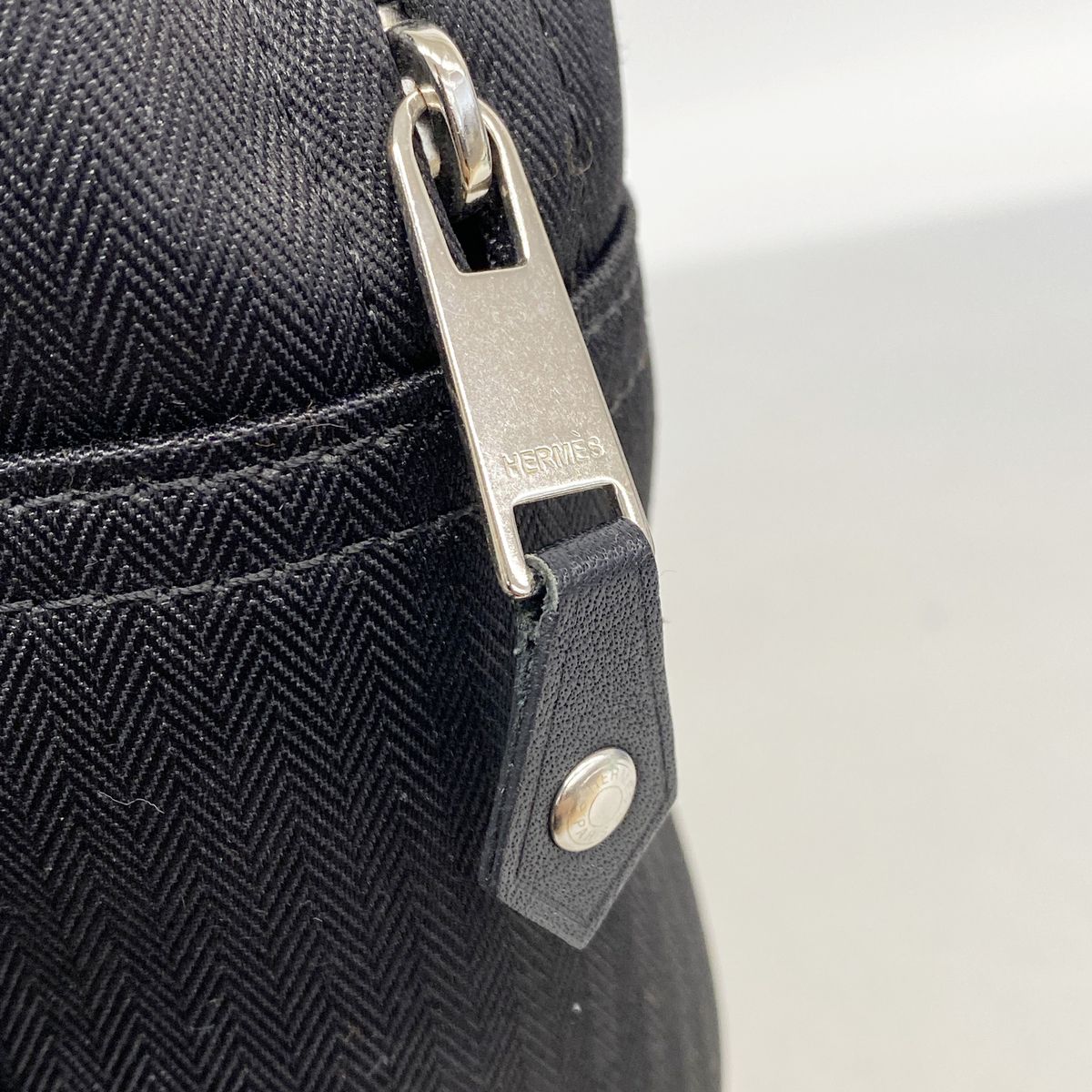 Hermes Backpack Sac a Dos Acapulco Toile Chevron Black Silver — view 7