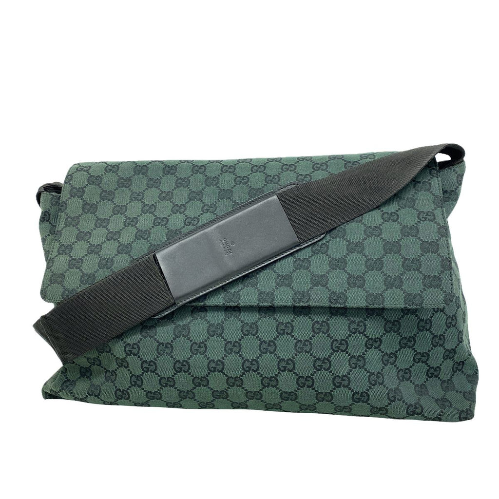 Gucci Shoulder Bag GG Canvas Green Gold