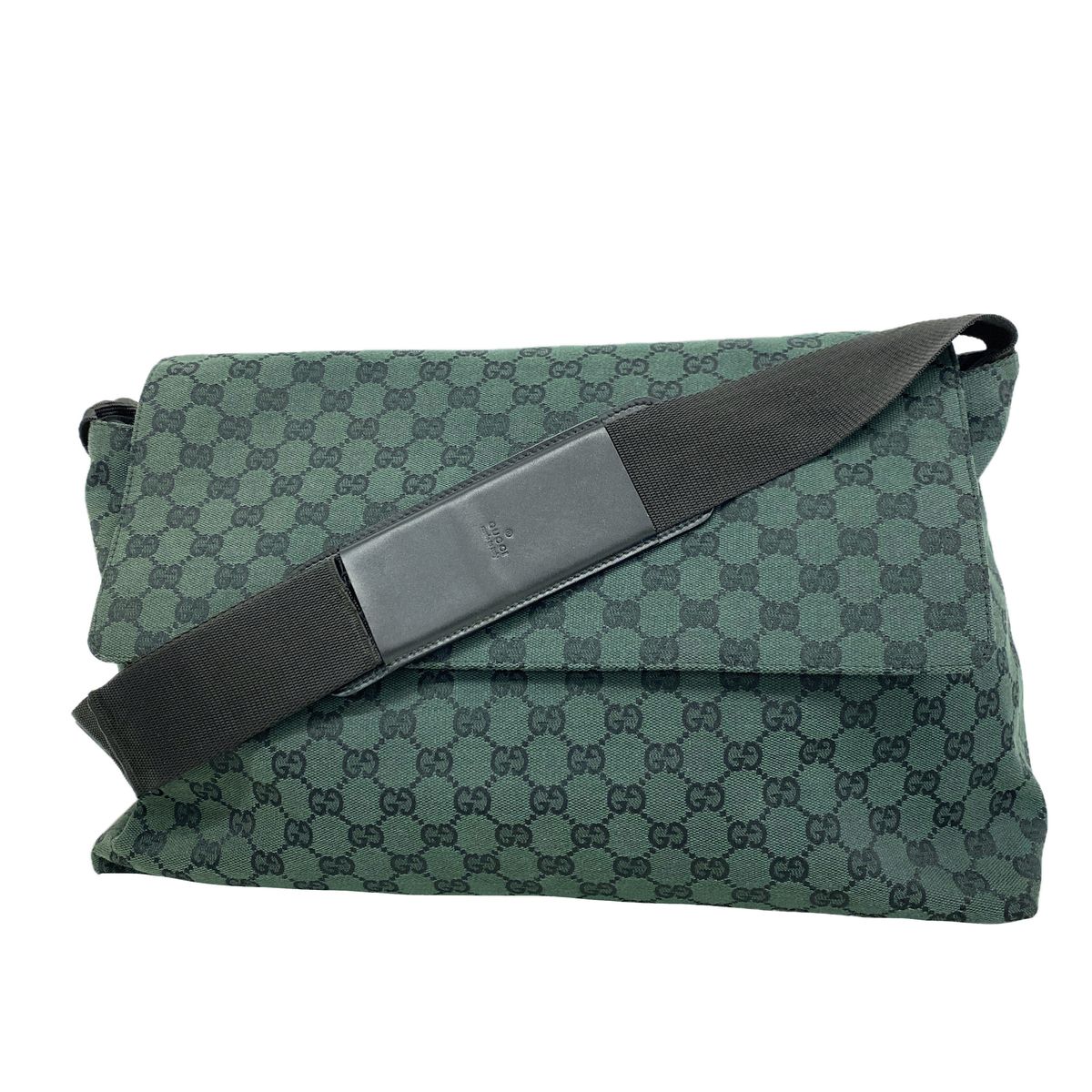 Gucci Shoulder Bag GG Canvas Green Gold