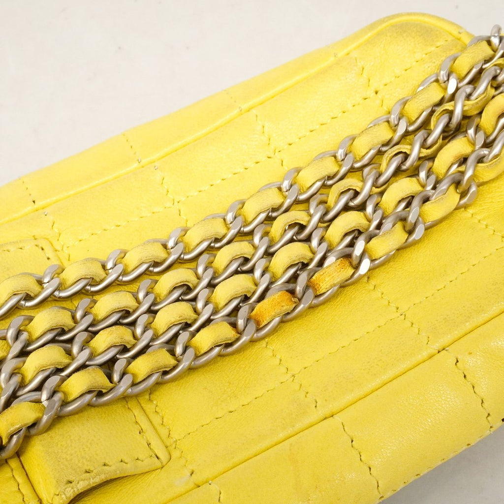 Chanel Shoulder Bag 2.55 Choco Bar Lambskin Yellow Silver — view 8