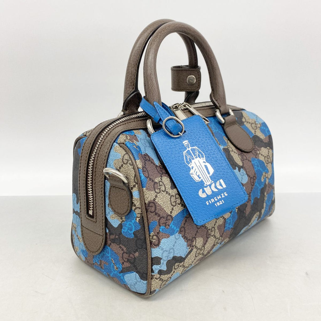 Gucci Handbag GG Camouflage Brown Blue Silver 2-Way Bag — view 2