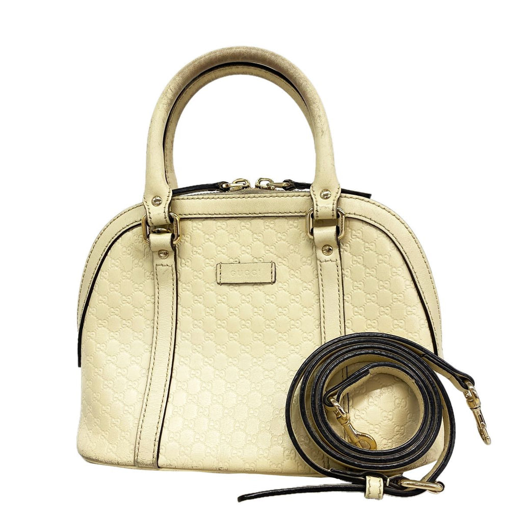Gucci Handbag Micro Guccissima Leather Ivory Champagne Gold 2-Way Bag