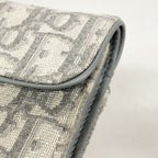 Dior Trifold Wallet Saddle Canvas Gray Gold — view 5