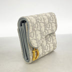 Dior Trifold Wallet Saddle Canvas Gray Gold — view 2