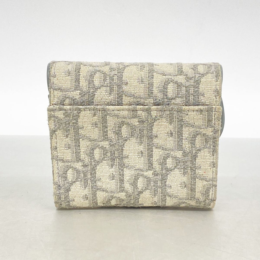 Dior Trifold Wallet Saddle Canvas Gray Gold — view 8