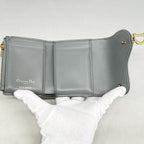 Dior Trifold Wallet Saddle Canvas Gray Gold — view 3