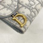 Dior Trifold Wallet Saddle Canvas Gray Gold — view 7