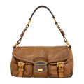 Prada Shoulder Bag Leather Brown Gold