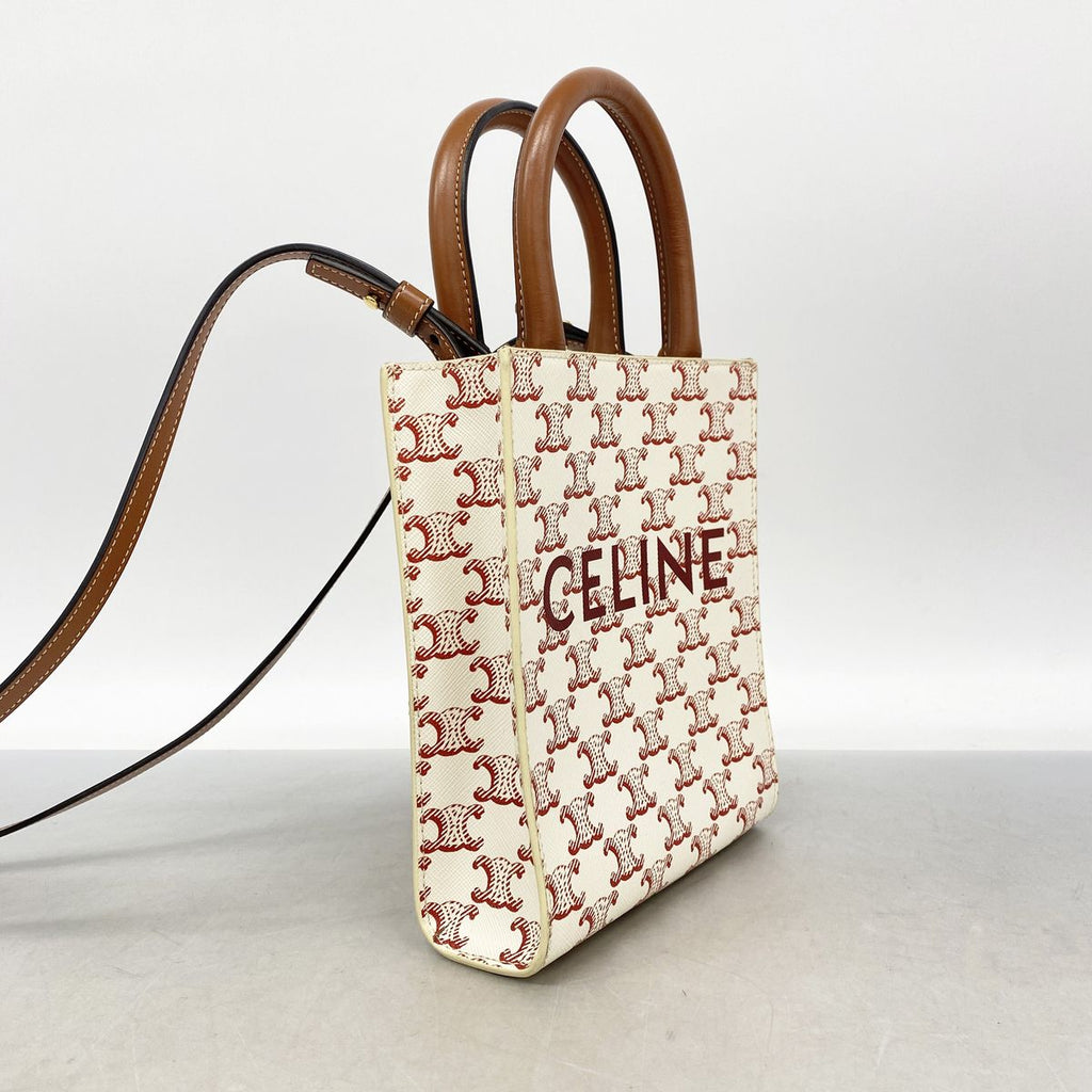 Celine Handbag Triomphe Mini Vertical Cabas White Gold 2-Way Bag — view 2