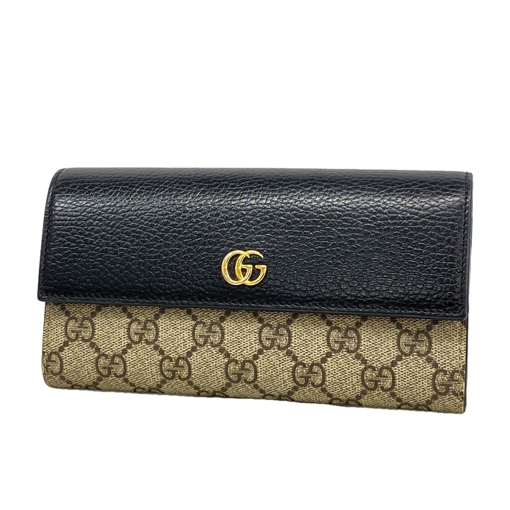 Gucci Wallet GG Supreme Black Brown Gold