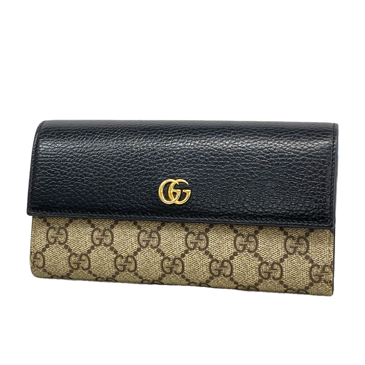 Gucci Wallet GG Supreme Black Brown Gold