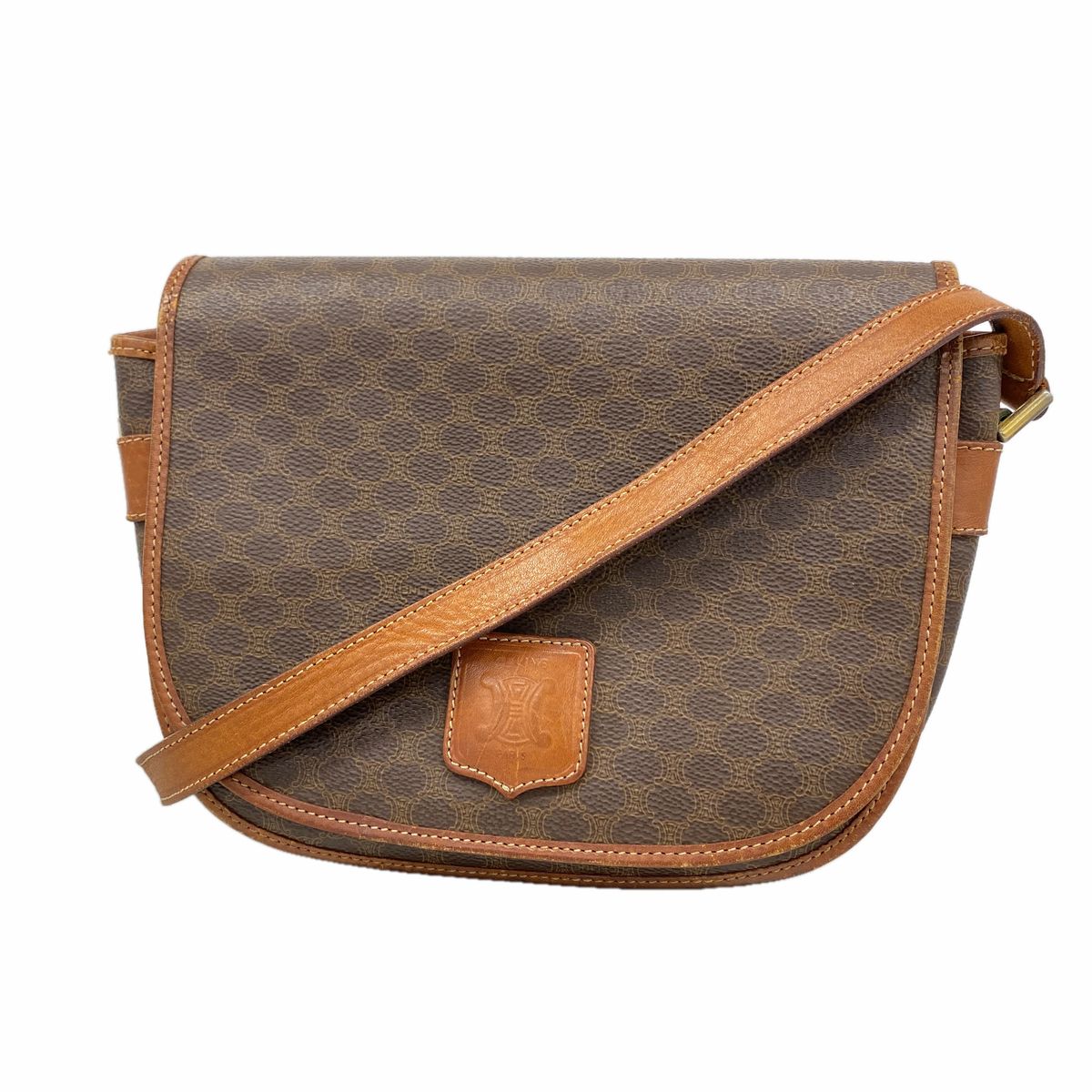Celine Shoulder Bag Macadam Brown Gold