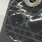 Dior Handbag Cannage Lady Patent Black Silver 2-Way Bag — view 7