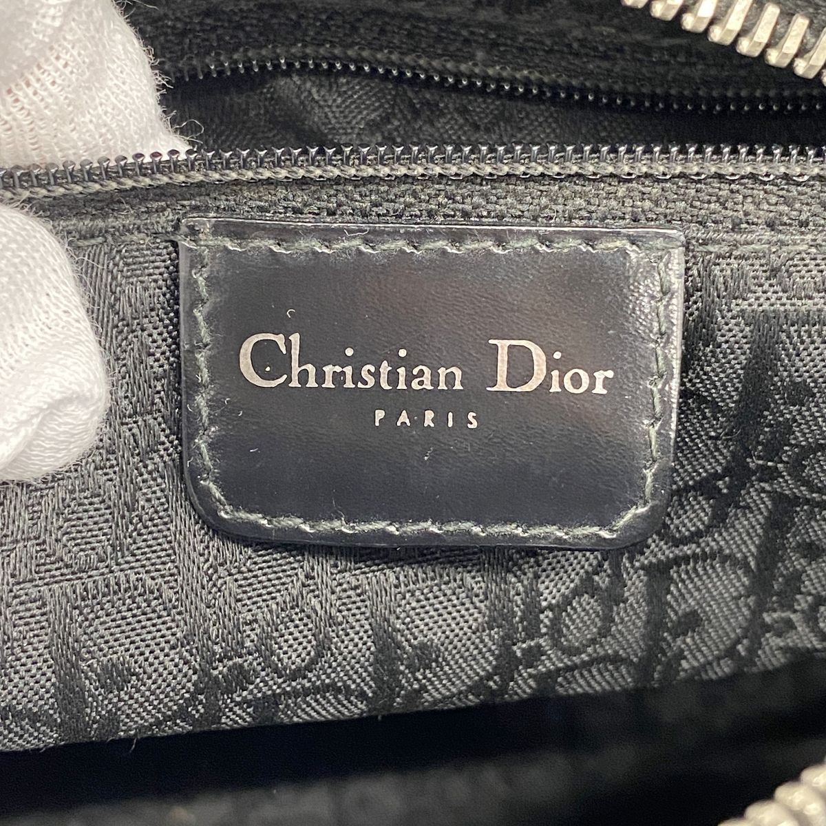Dior Handbag Cannage Lady Patent Black Silver 2-Way Bag — view 5