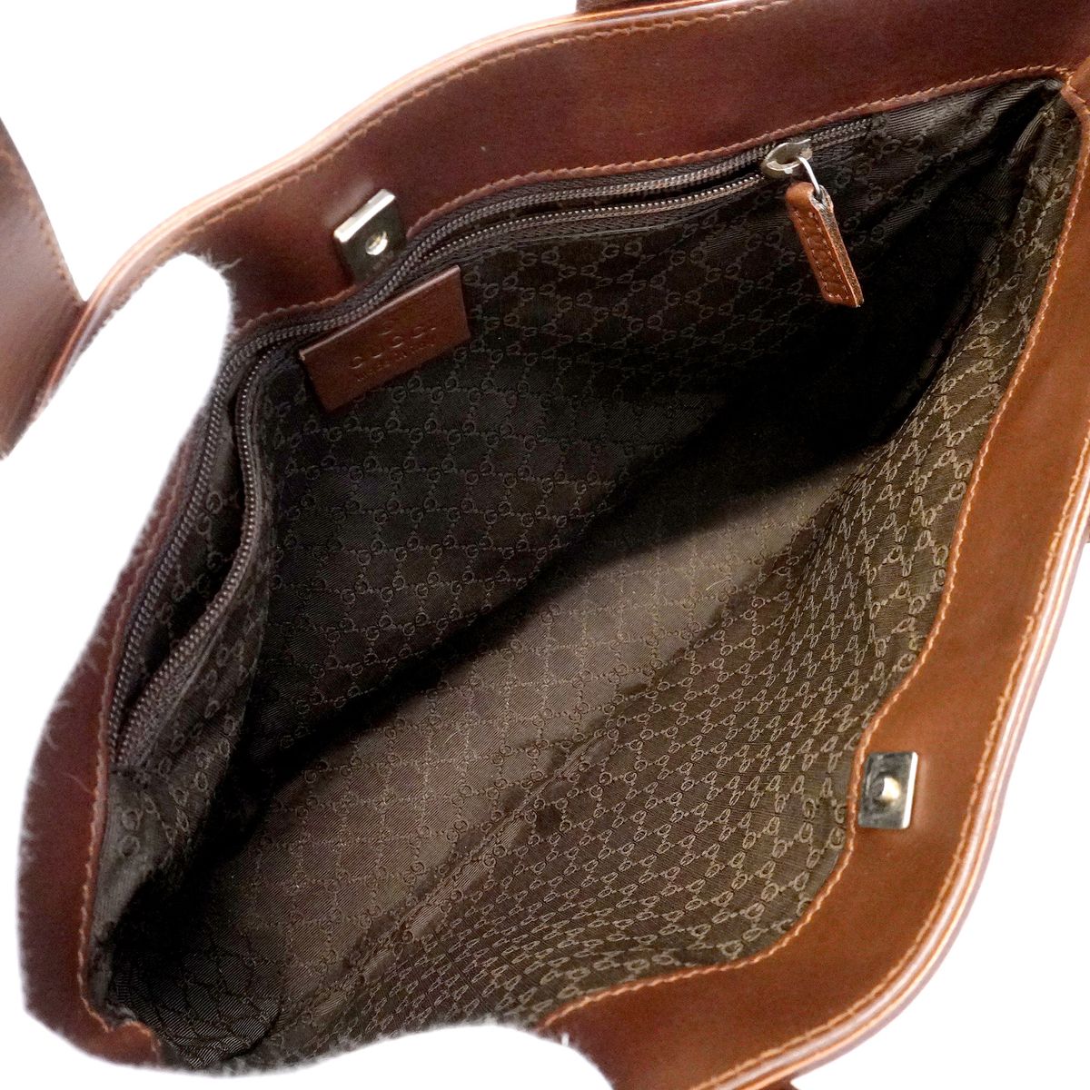 Gucci Handbag Leather Brown Silver — view 4