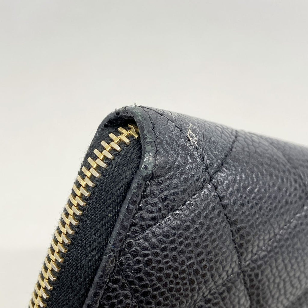 Chanel Wallet Quilted Caviar Leather Black Gold — view 5