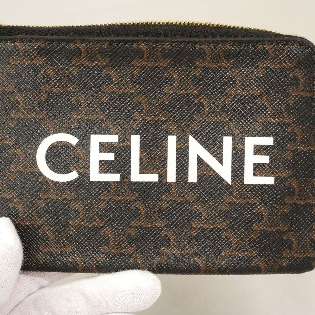 Celine Coin Purse Triomphe Brown Gold — view 7
