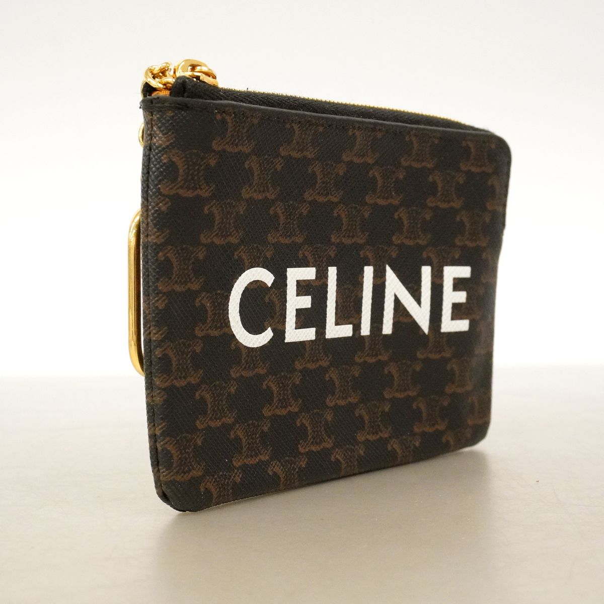 Celine Coin Purse Triomphe Brown Gold — view 2