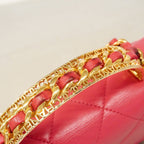 Chanel Handbag Quilted Lambskin Pink Gold 2-Way Bag — view 8