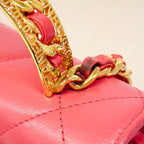 Chanel Handbag Quilted Lambskin Pink Gold 2-Way Bag — view 7