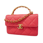 Chanel Handbag Quilted Lambskin Pink Gold 2-Way Bag