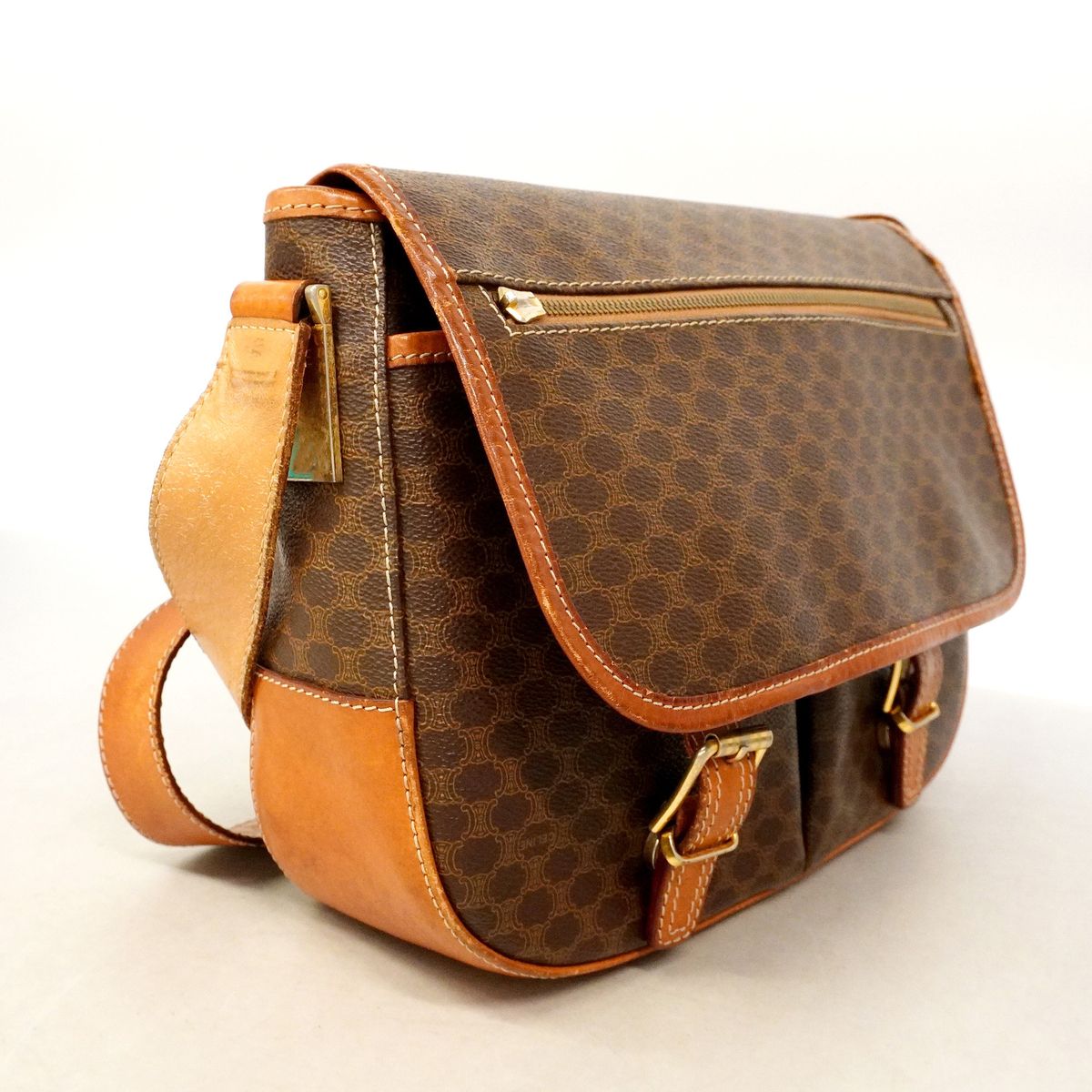 Celine Shoulder Bag Macadam Brown Gold — view 2