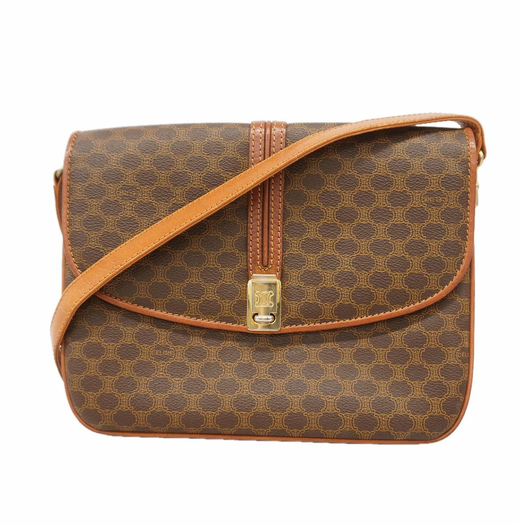 Celine Shoulder Bag Macadam Brown Gold