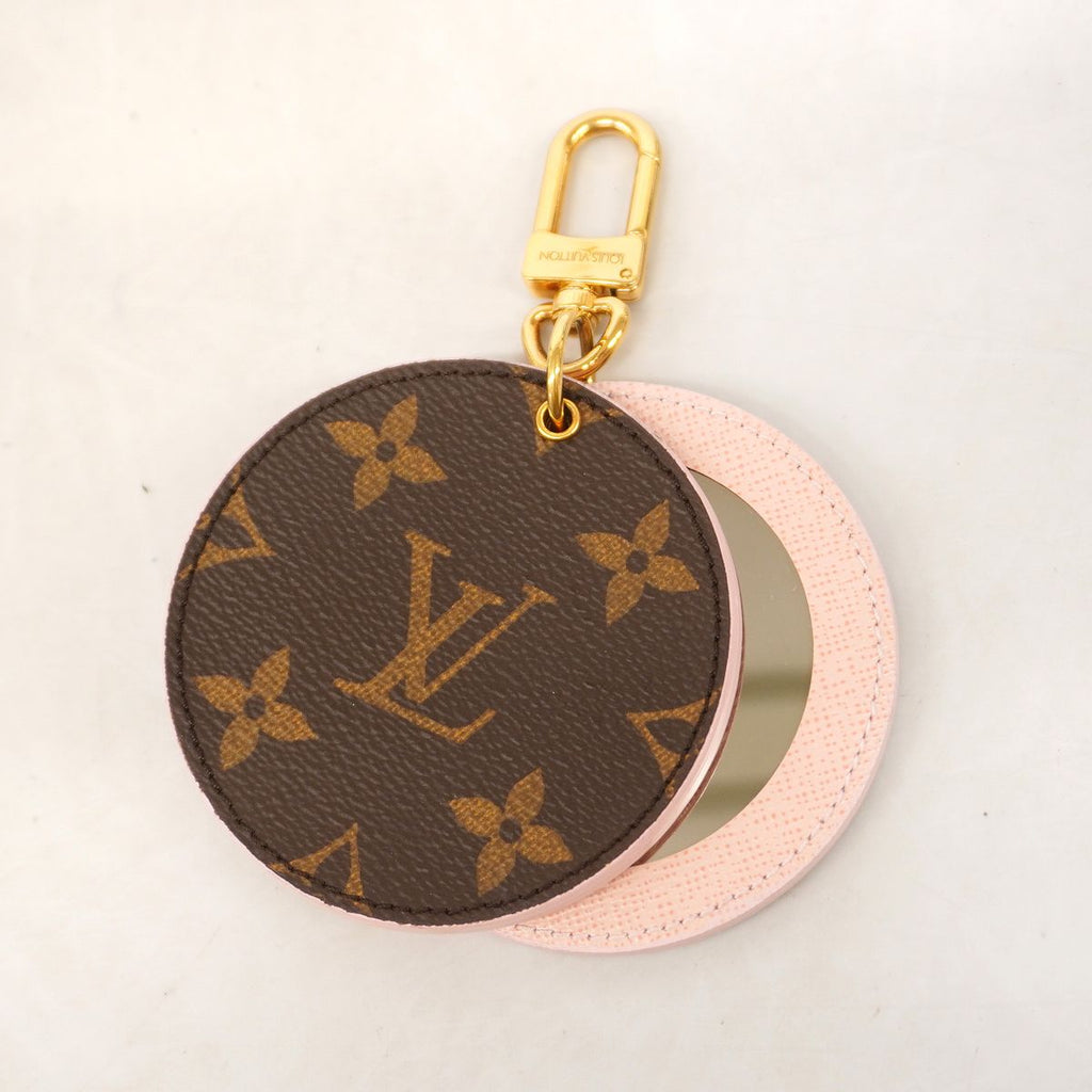 Louis Vuitton Key Holder Charm Monogram LV Mirror Compact Brown Pink — view 7