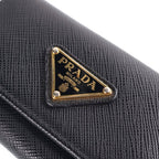 Prada Saffiano Leather Triangle Key Case Black Key Holder — view 4