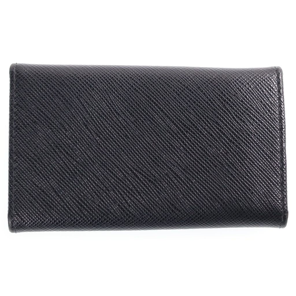 Prada Saffiano Leather Triangle Key Case Black Key Holder — view 2