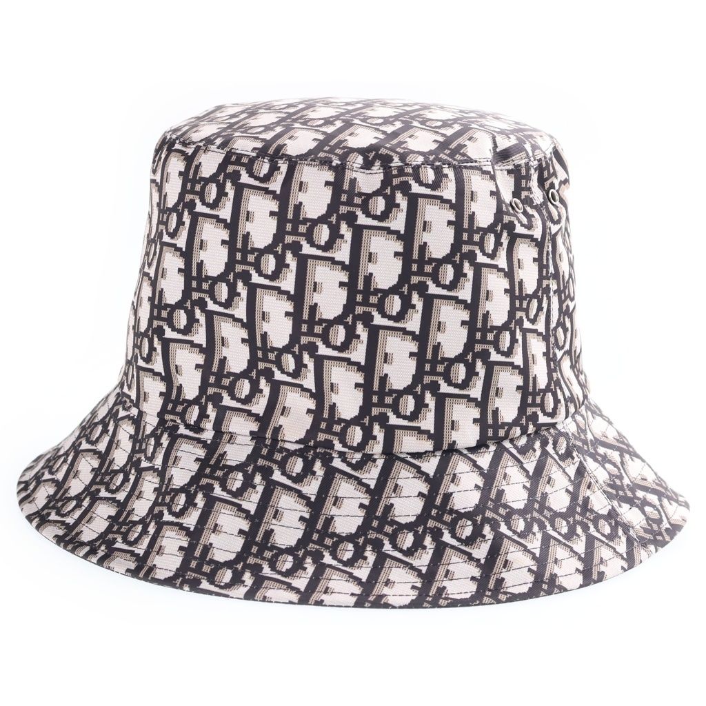 Dior Teddy-D Reversible Bob Hat Oblique Pattern Bucket Hat Black