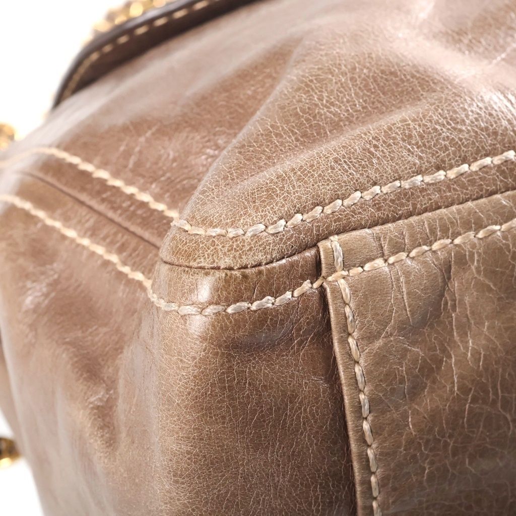 Prada Chain Shoulder Bag Vitello Shine Greige — view 5