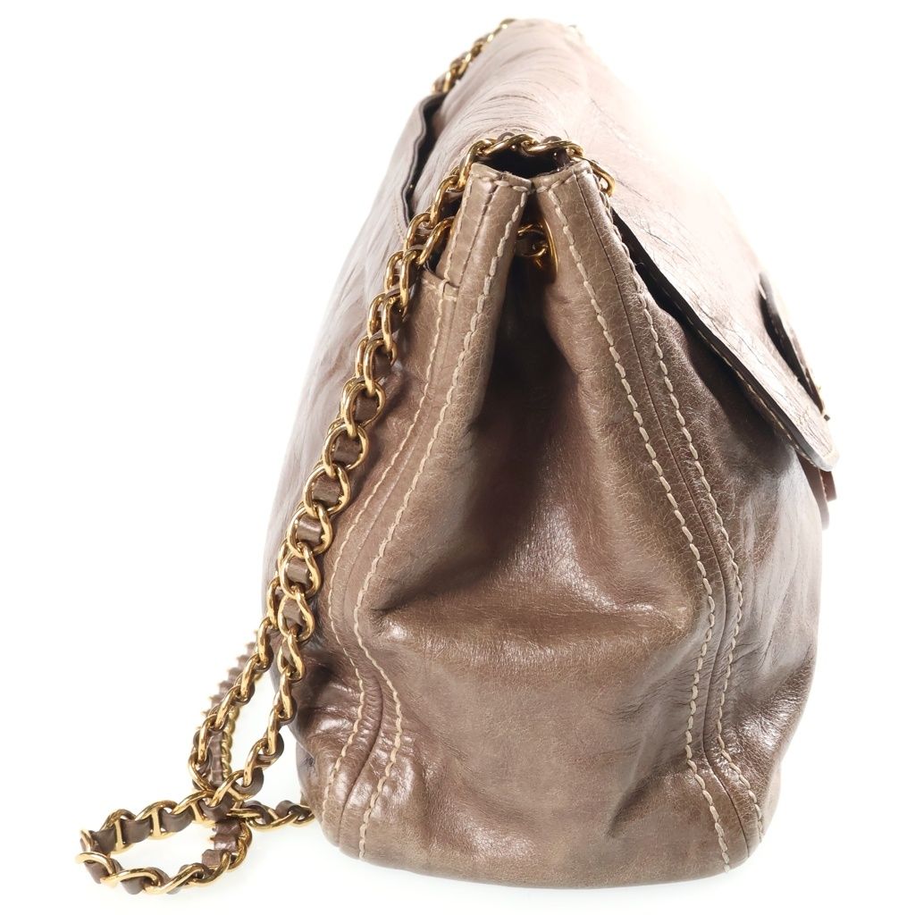 Prada Chain Shoulder Bag Vitello Shine Greige — view 3