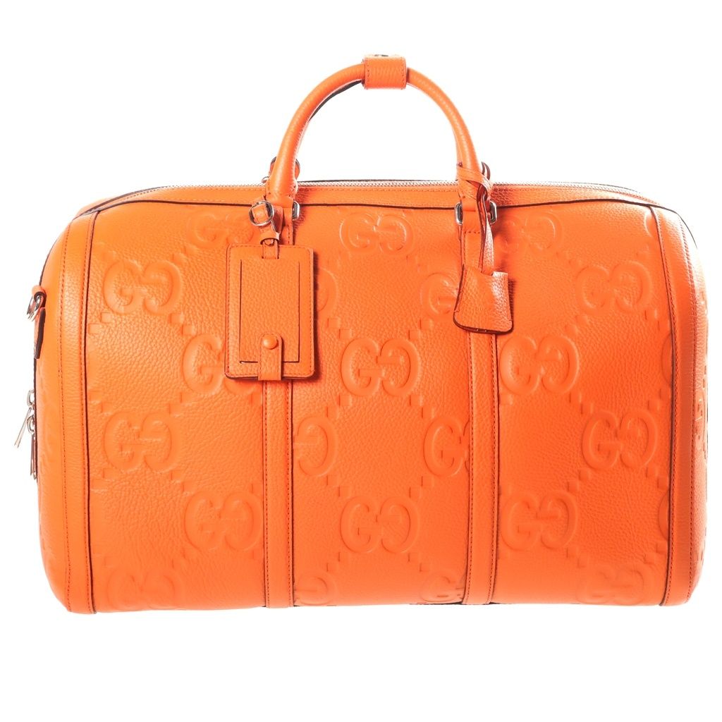Gucci Jumbo GG 2-Way Shoulder Bag Orange Leather Silver