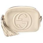 Gucci Soho Disco Small Shoulder Bag Fringe Leather White