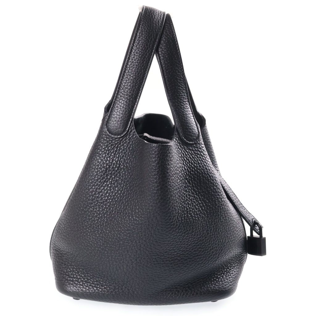 Hermes Picotin Lock PM Handbag Monochrome Taurillon Clemence So Black — view 3