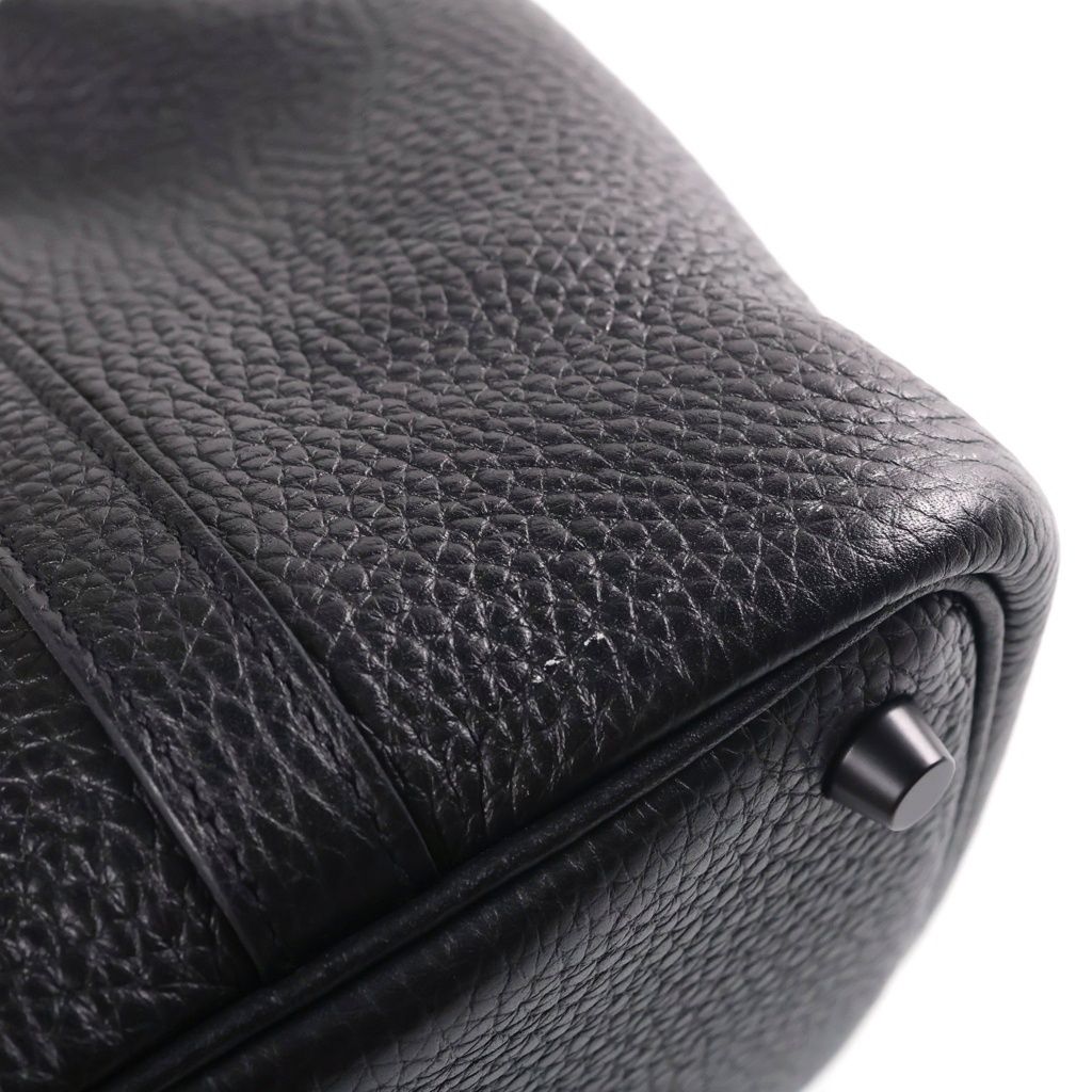 Hermes Picotin Lock PM Handbag Monochrome Taurillon Clemence So Black — view 8