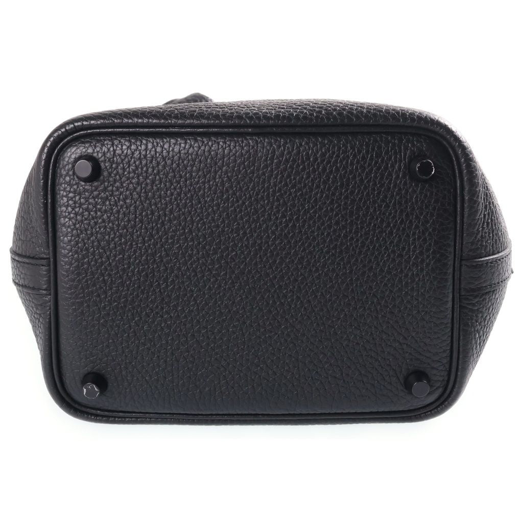 Hermes Picotin Lock PM Handbag Monochrome Taurillon Clemence So Black — view 4