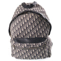 Dior Oblique Backpack Navy Beige Leather Canvas Silver