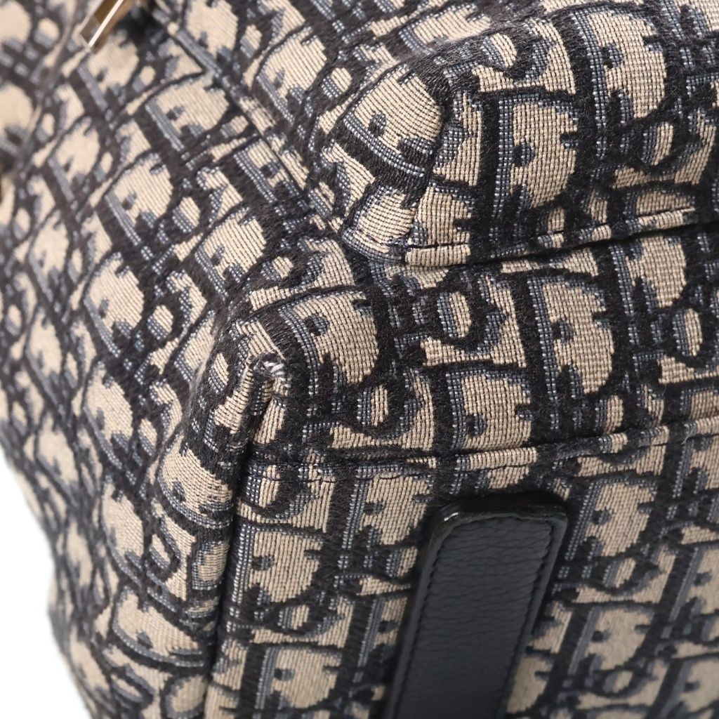 Dior Oblique Backpack Navy Beige Leather Canvas Silver — view 5