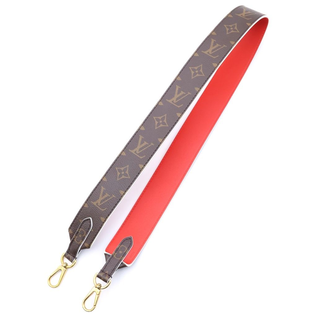 Louis Vuitton Monogram Shoulder Strap Brown Red Leather Gold — view 2