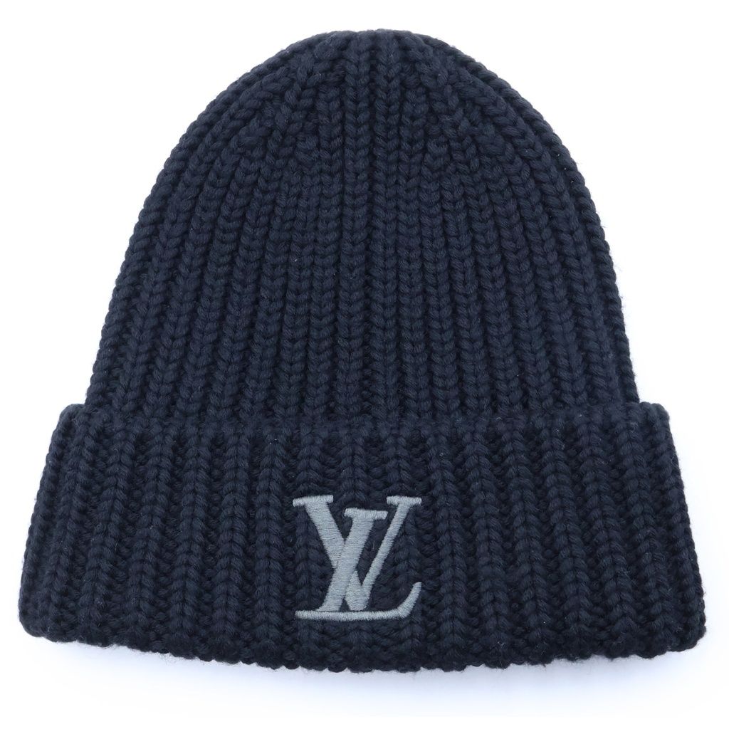 Louis Vuitton Beanie Only LV Knit Hat Wool Logo Embroidery Noir Black