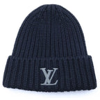 Louis Vuitton Beanie Only LV Knit Hat Wool Logo Embroidery Noir Black