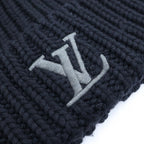 Louis Vuitton Beanie Only LV Knit Hat Wool Logo Embroidery Noir Black — view 5