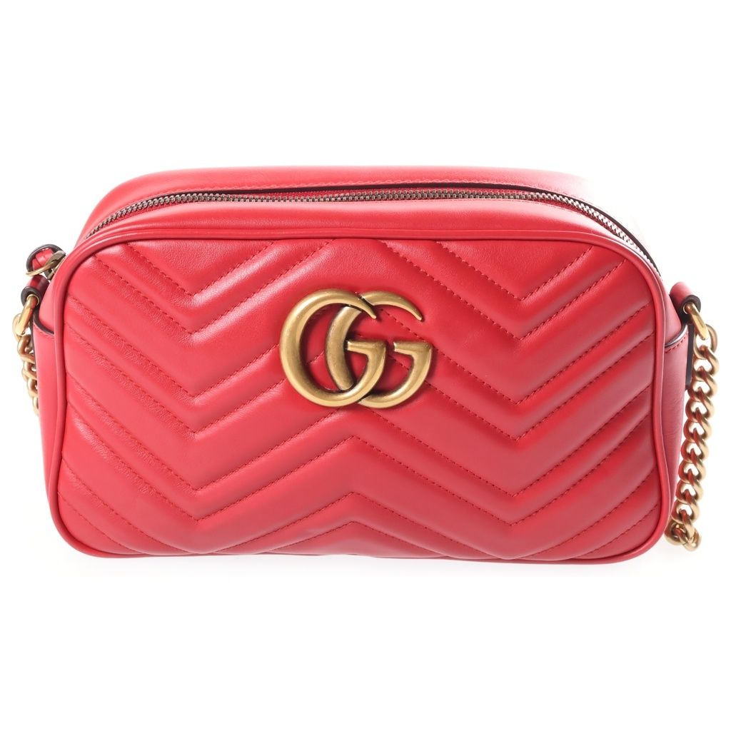 Gucci GG Marmont Chain Shoulder Bag Leather Red