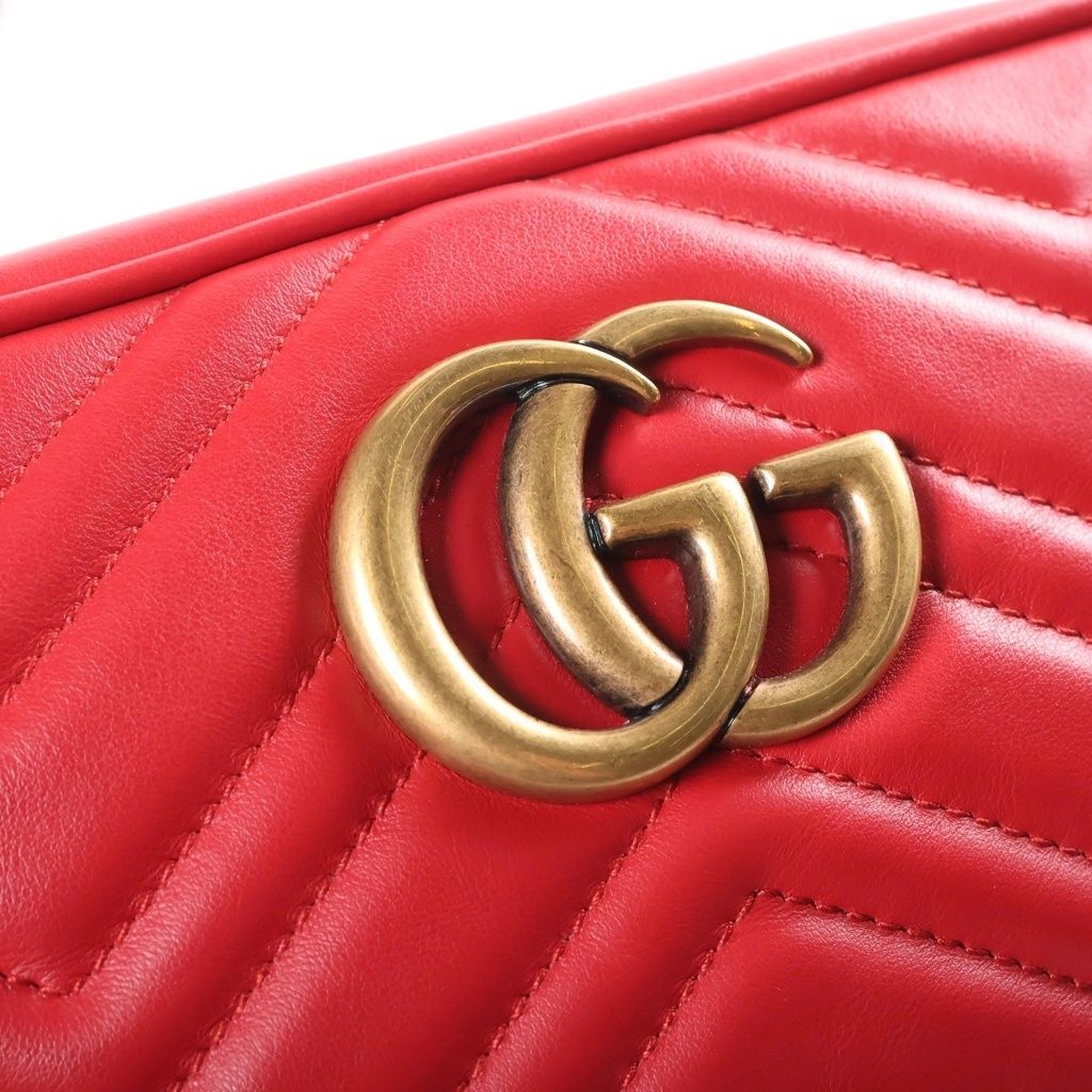 Gucci GG Marmont Chain Shoulder Bag Leather Red — view 6