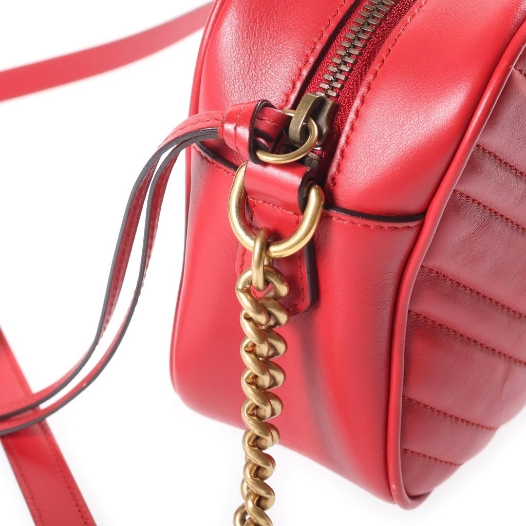 Gucci GG Marmont Chain Shoulder Bag Leather Red — view 7